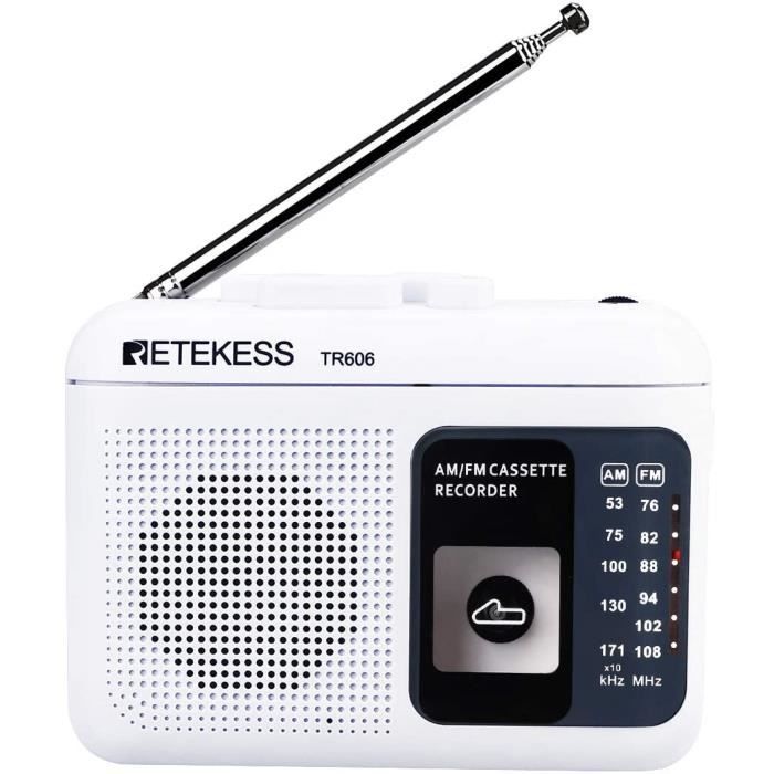 Retekess TR606 Lecteur de Cassette Portable et Enregistreur, Petite Radio FM AM, Walkman Enregistreur à Cassette, Prise Casque 3,5 m