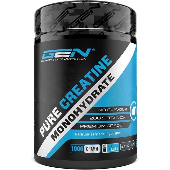 Créatine en poudre 1kg - 1000 g Créatine pure monohydrate Solubilité optimale Vegan Sans additifs Poudre pure German Elite Nu 276
