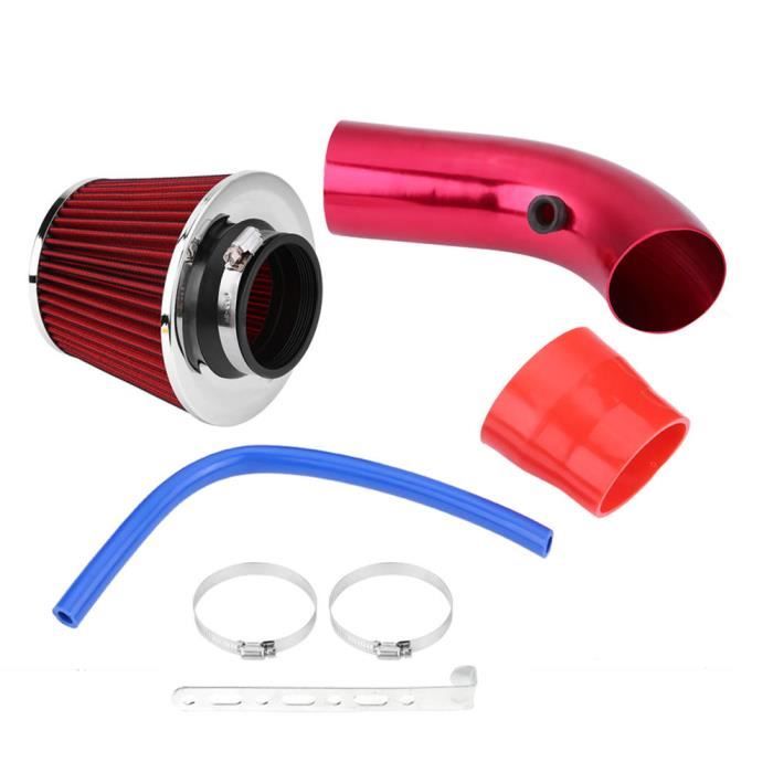 EBTOOLS Filtre Turbo 76mm 3 Pouces Universel Filtre à Air Froid d'admission en Aluminium Tuyau d'induction Kit Rouge