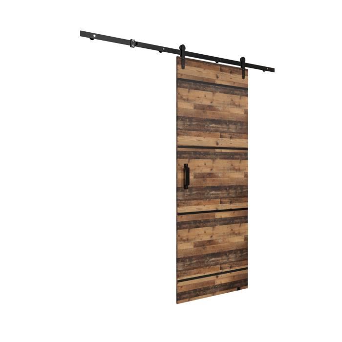 Ensemble Porte coulissante interieur avec rail PARKER IV 90 - Old Style - 90x204cm Soft-Close