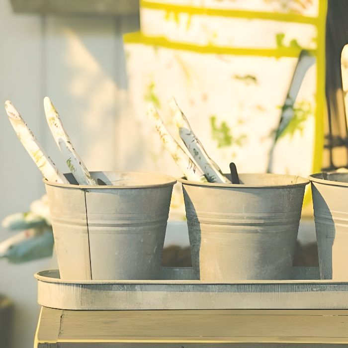 Set 3 pots de fleur en zinc