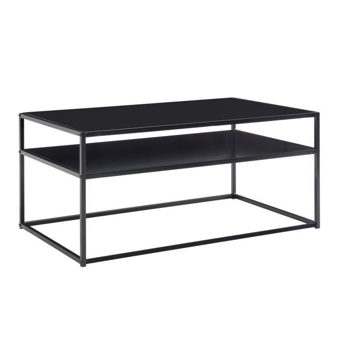 FineBuy Table Basse de Salon Noir Métal 100x60x45 cm Rectangulaire Table Canapé