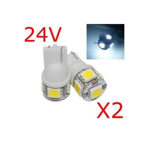 2 x T10 W5W 24V - 5 LEDS SMD BLANCHES
