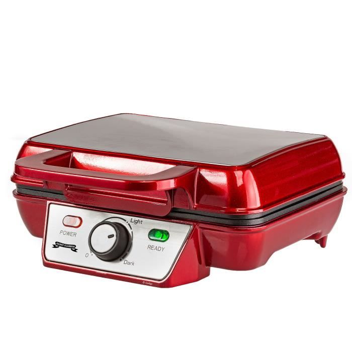 Gadgy Gaufrier Belge - Grill à Surface Antiadhésive - 23 x 16,8 cm pour 2 Gaufres - Machine à Gaufres 1000 W - Indicateur de Tempér