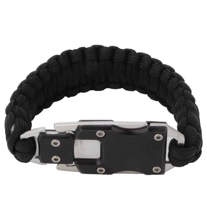 Bracelets Paracord d'urgence, couteau de survie multifonctionnel pour camping en plein air Bracelet tressé Outil de secours
