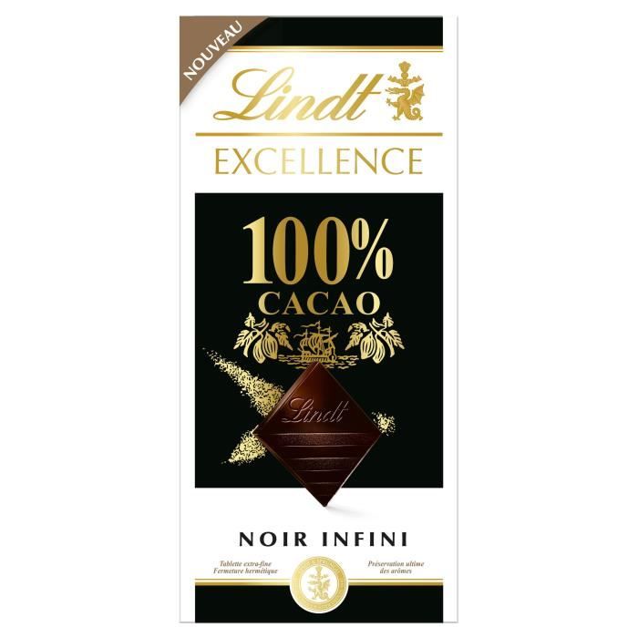 LINDT Excellence Tablette de Chocolat noir 100%