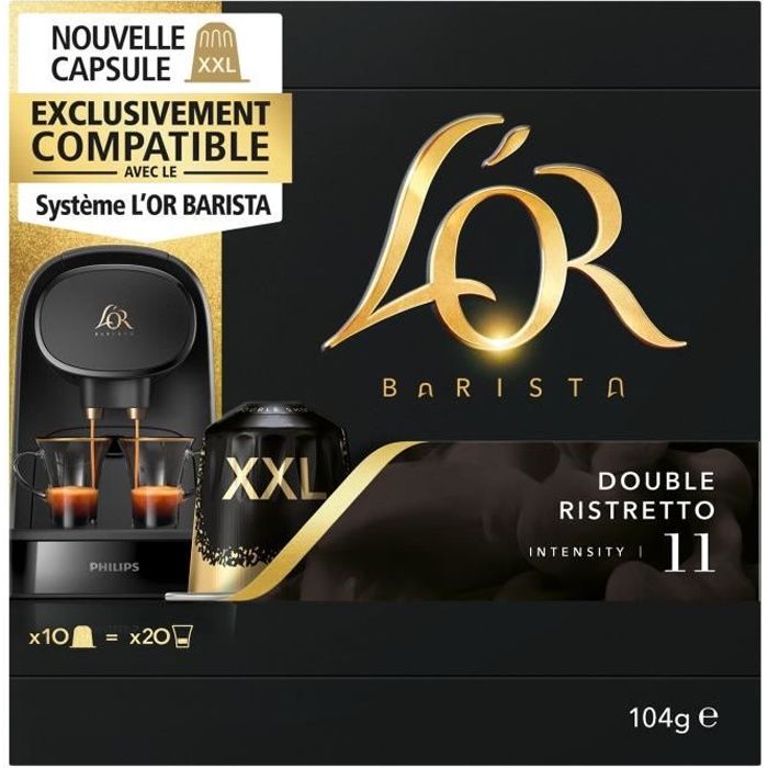 LOT DE 2 - L'OR Barista Double Ristretto Intensité 11 - 10 capsules de café compatibles avec le système L'OR BARISTA