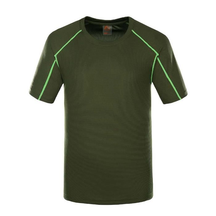 Tee Shirt de Sport Running Homme Fitness Manches Courtes Respirant Confortable Séchage Rapide