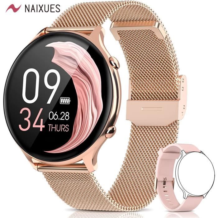 NAIXUES Montre Connectée Femme Smartwatch Sport IP68 avec Fonction Féminine/Fréquence Cardiaque/Oxygène Sanguin pour Android iOS