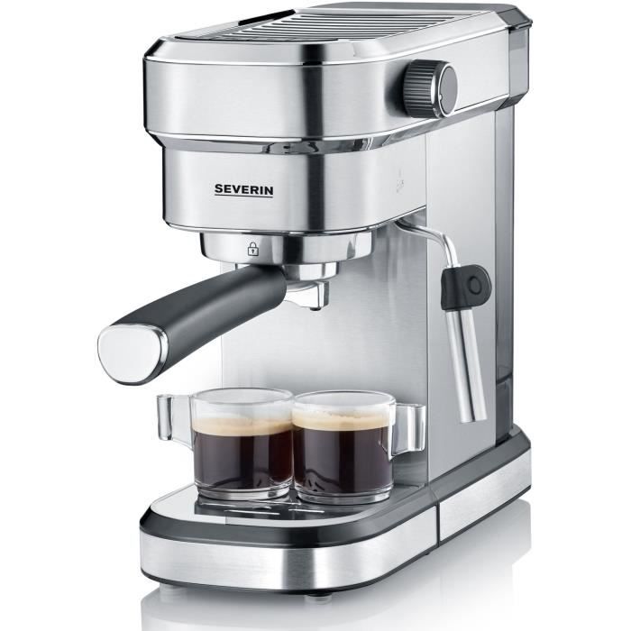 SEVERIN 5994 cafetière Expresso -Espresa- - 1350W - 15 bars - 1,1L - chauffe rapide (40 sec.) inox brossé/noir