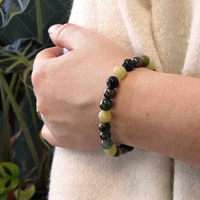 SHOP-STORY - LUCKY BRACELET : Bracelet Chance Richesse et Abondance avec Perles en Citrine, Agate, Jade et Hématite