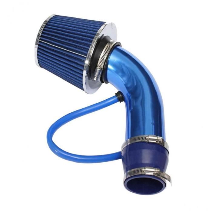 Kit de filtre d'admission d'air Tête de champignons Induction automobile en aluminium avec tuyau de 76 mm bleu,
