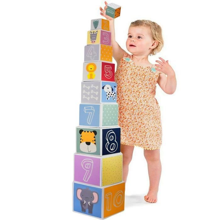 10 Cubes Gigognes à Empiler pour Bebe - Enfant - Cubes emboitables empilables