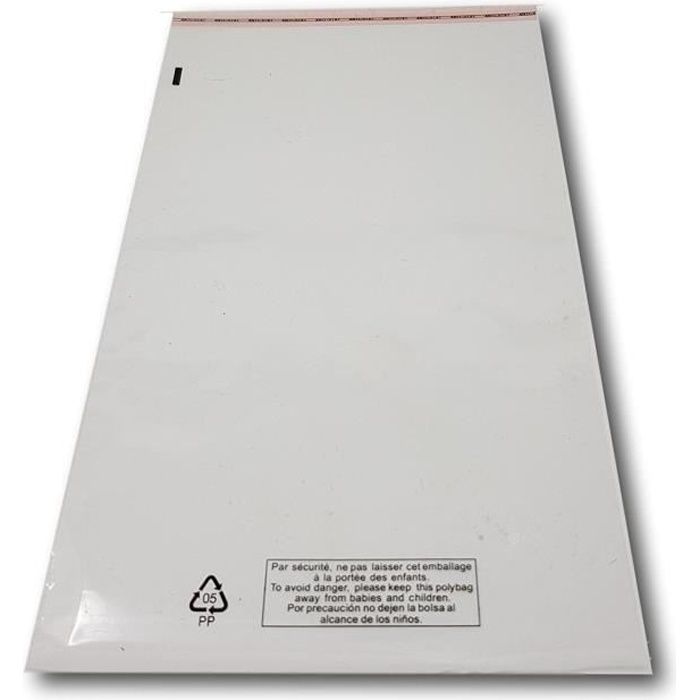 100 Sachet emballage plastique transparent à fermeture adhésive repositionnable haute brillance 220 x 350 mm + rabat 40 pochette emb