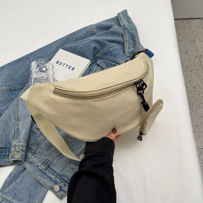 Sac De Poitrine Décontracté Pour Homme - En Jean Et Polyester, Sangle Réglable, Tendance Urbaine