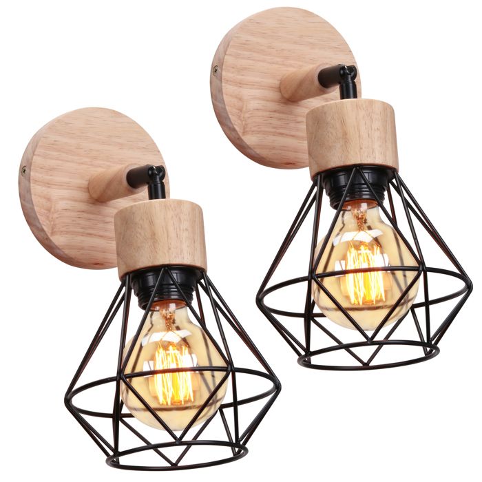 Applique Murale Industrielle Vintage Abat-Jour Double Applique Noire Luminaires Muraux Rétro Métal E27 Parfait Pour Cuisine Restaurant Loft Café Bar 90-250V (Ampoule Non Incluse