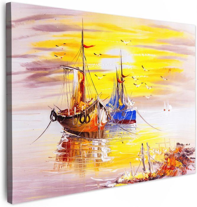 Tableau Photo Personnalisé Sur Toile - Impression Haute Qualité - Cadre Bois 2 Cm Prêt à Accrocher - Déco Moderne Salon Chambre (70x50 Cm)