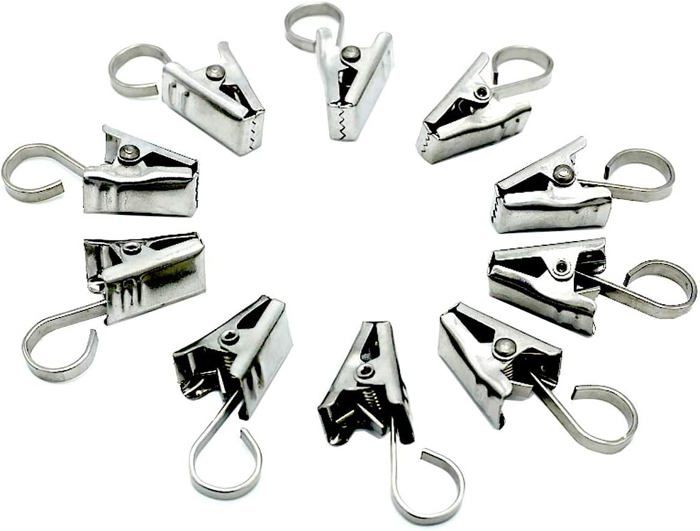 150 Pinces à Rideaux Métalliques - Clips Acier Inoxydable Pour Suspension Sans Perçage