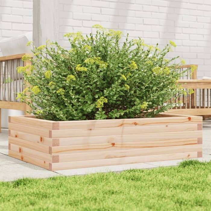 vidaXL Jardinière 90x60x23 cm bois de pin massif jardinière dextérieur bac à fleurs boîte à plantes jardinière de 847233