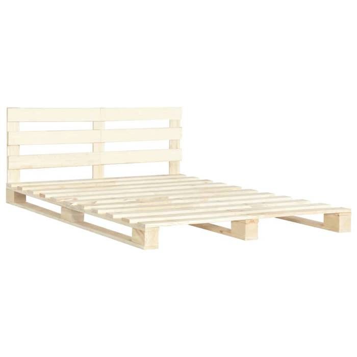 Cadre de lit de palette avec tête de lit - 140x200 cm - pin massif LL000741