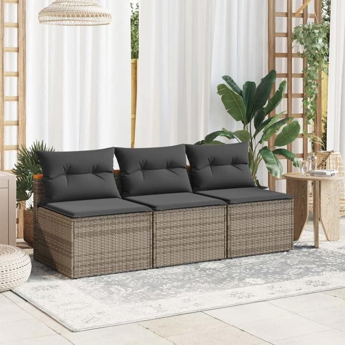 vidaXL Canapés de Jardin sans Accoudoirs avec Coussins 2 pcs Sièges de Patio Meubles de Terrasse Balcon Extérieur 365833