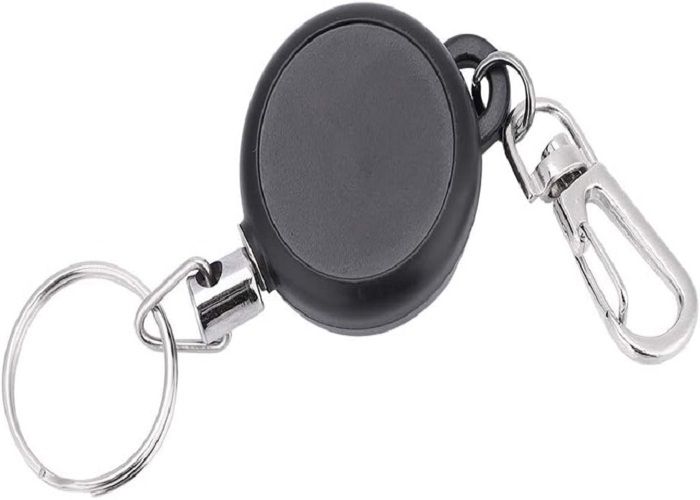 Porte-Clés Rétractable 70 Cm – Câble Acier Solide, Clip Ceinture, Idéal Bureau, Rando & Quotidien (Noir)