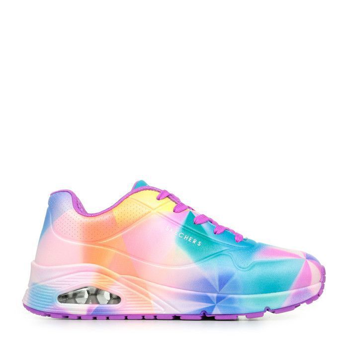 564 Baskets fille - Skechers - Uno Gen1 Prism Burst - Tige durabuck synthétique - Imprimé kaléidoscope - Semelle Skech-Air visible
