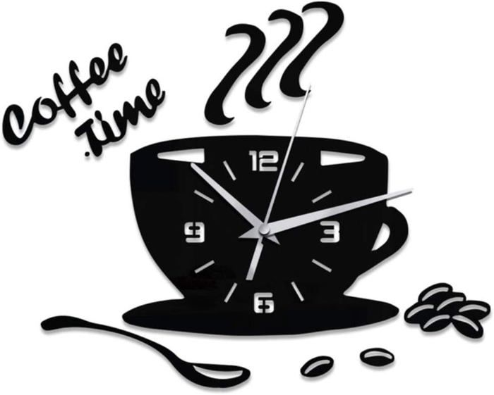 Horloge murale - YNKKVRE - Tasse à café - Design moderne - PVC - Décoration intérieure