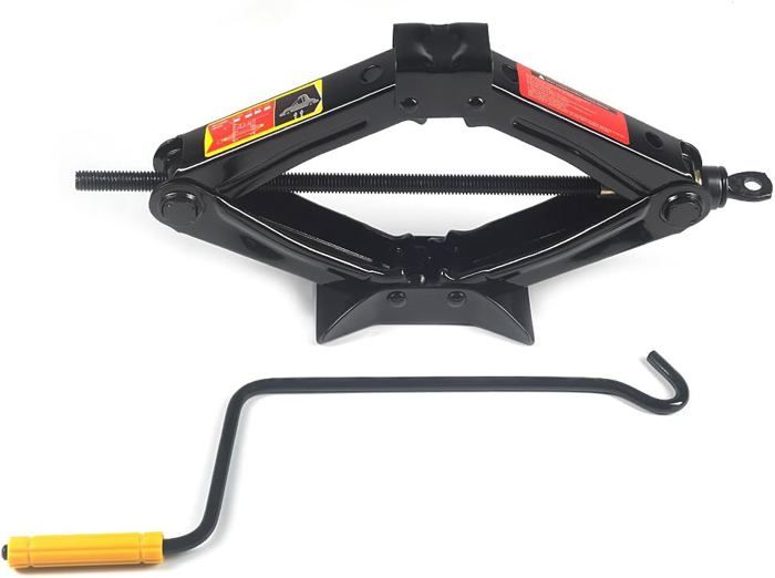 Cric Losange LEHMANN 2 Tonnes - Hauteur 120-420mm, Manivelle, Patin Caoutchouc - Pour Voiture Et Petit SUV