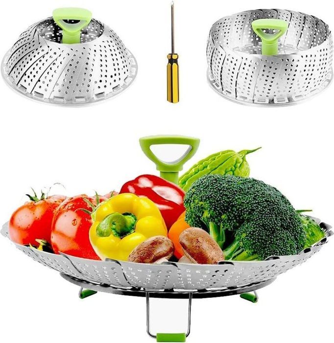 Panier Vapeur INOX DragonX2 21,5 Cm - Insert Pour Cuisson Légumes, Poisson Et Œufs