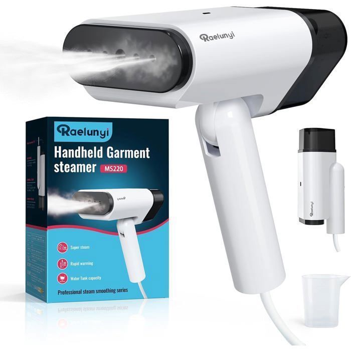 RAELUNYI D&eacute;froisseur &agrave; main, Pliable D&eacute;froisseur vapeur vertical 1200W, D&eacute;bit vapeur 20 g/min, Pr&ecirc;t &agrave; l'emploi en 20 secondes