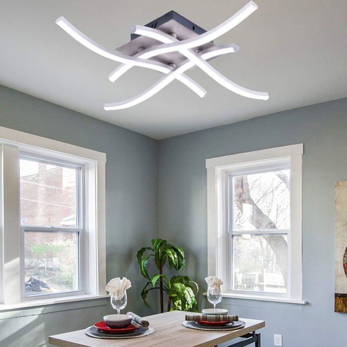Plafonnier LED 24W Lampe de Plafond LED Moderne 6500K Lumière Blanche Froide Luminaire Plafonnier Design Ondulé avec 4 Tubes de Plafonnier LED 24W Lampe de Plafond LED Moderne 6500K Lumière Blanche Froide Luminaire Plafonnier Design Ondulé avec 4 Tubes de