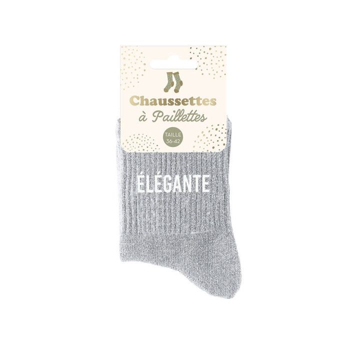 Chaussettes grises à paillettes élégante Chaussettes grises à paillettes élégante