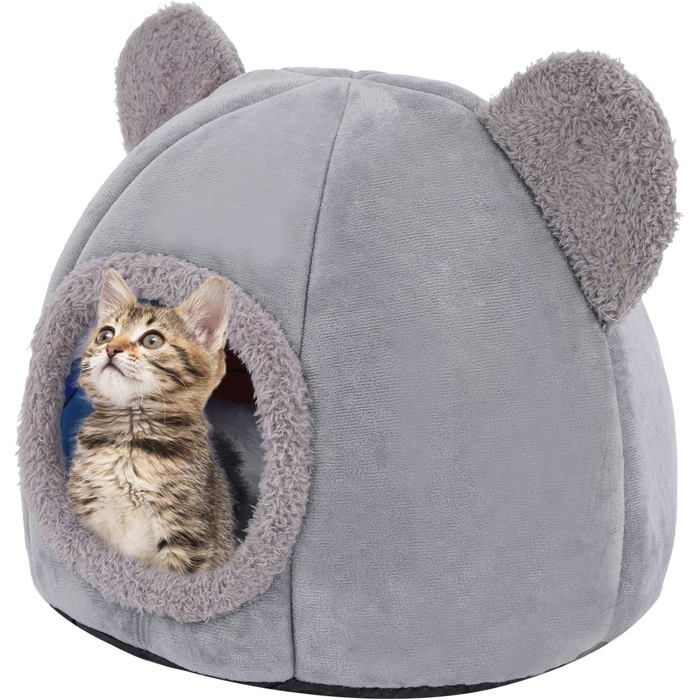 Meilleurs prix pour Lit niche pour chat - PZCC - Grotte en flanelle - Doux et auto-chauffant - Coussin amovible - Intérieur