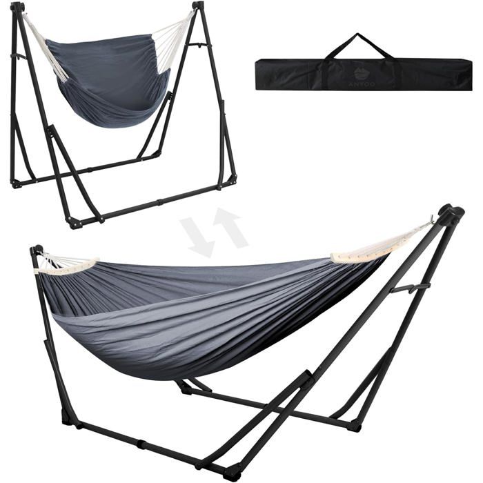 Hamac et Chaise - ANYOO - Double Usage - Pliable - Acier Haute Qualité - 200 kg