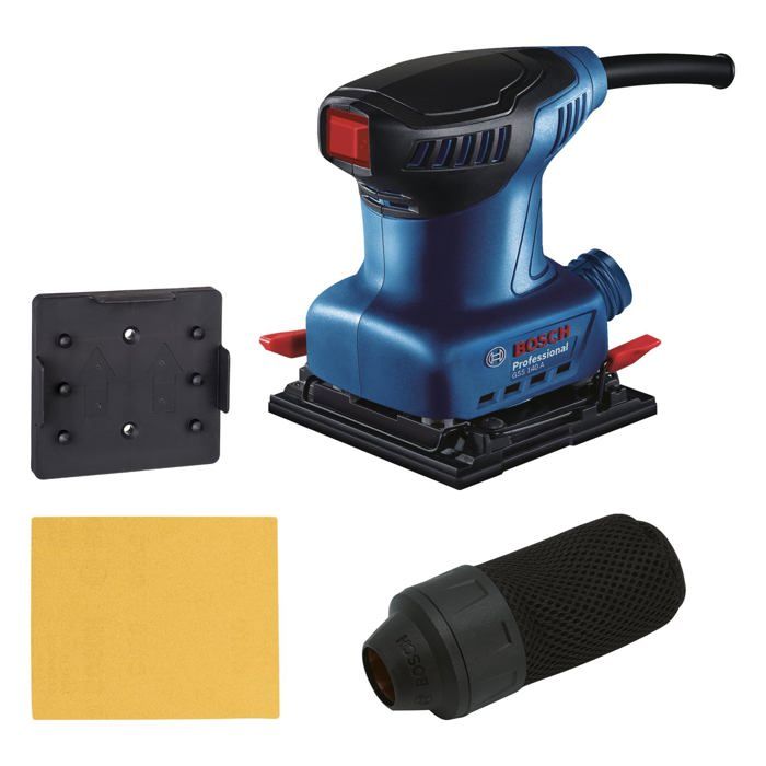 Bosch Professional Ponceuse vibrante GSS 140 moteur de vibration 3 4 /s2 y compris sac à poussières plateau de perforation feuille abrasive C411