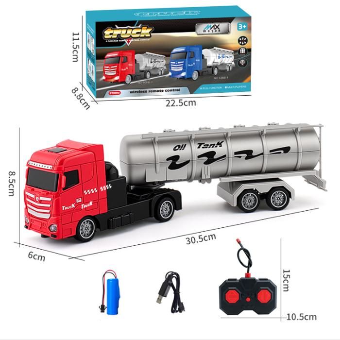 Voiture télécommandée pour enfant - Camion-citerne télécommandé - Idéal comme cadeau de Noël - Rouge
