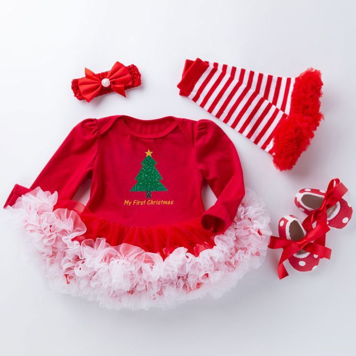 Ensemble Barboteuse Noël Bébé Fille Loalirando 2 Pièces - Père Noël Bonhomme Pain D'Épices
