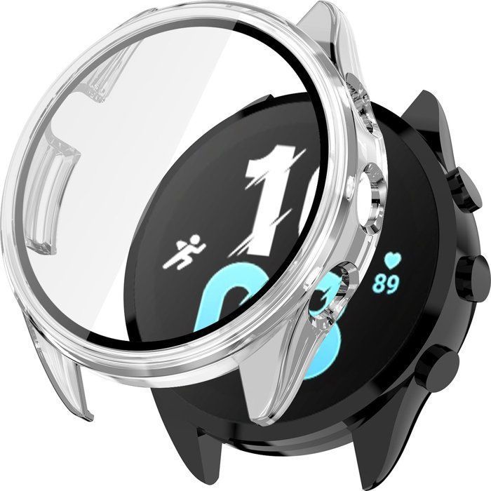 Stravo Coque de protection écran rigide intégrale compatible Garmin Forerunner 165 – Protection complète – Transparent