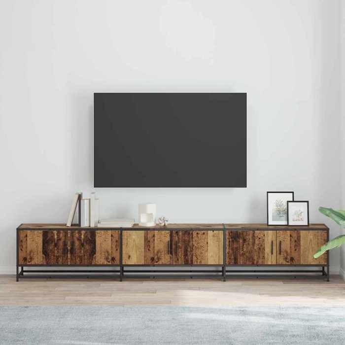 Black Month Meuble TV Salon - BURKE - TABLE/BANC TV - Bois ancien 240x35x41 cm - Bois dingénierie LV389