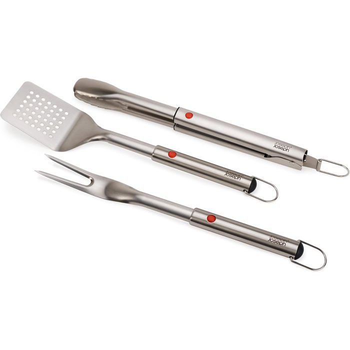 GrillOut™ Joseph Joseph set 3 pièces BBQ fourchette spatule pinces inox - vue 2