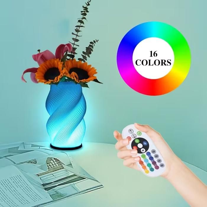 Vase LED RGB 16 couleurs - Impression 3D - Rechargeable par USB - Neuf compartiments - Idéal pour la décoration intérieure 02