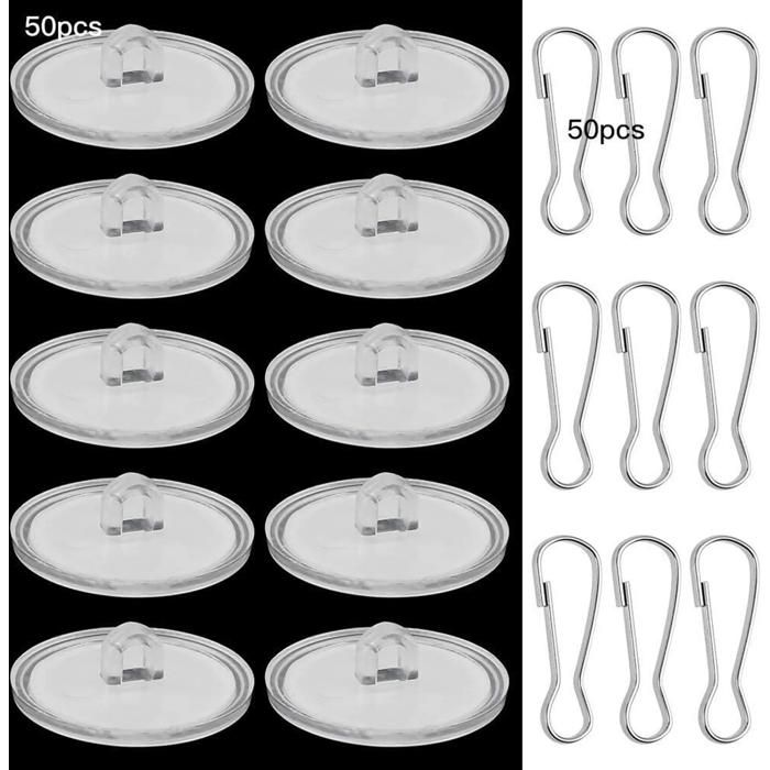 Crochets de plafond auto-adhésifs - ULISEM - 50 pièces - 23 mm - Sans perçage - Transparent - Fortement adhésif