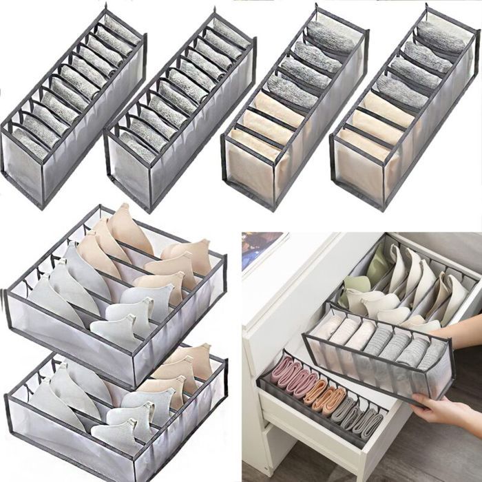 Organisateur de tiroir pliable 6 pcs – rangement sous-vêtements et chaussettes – grande capacité