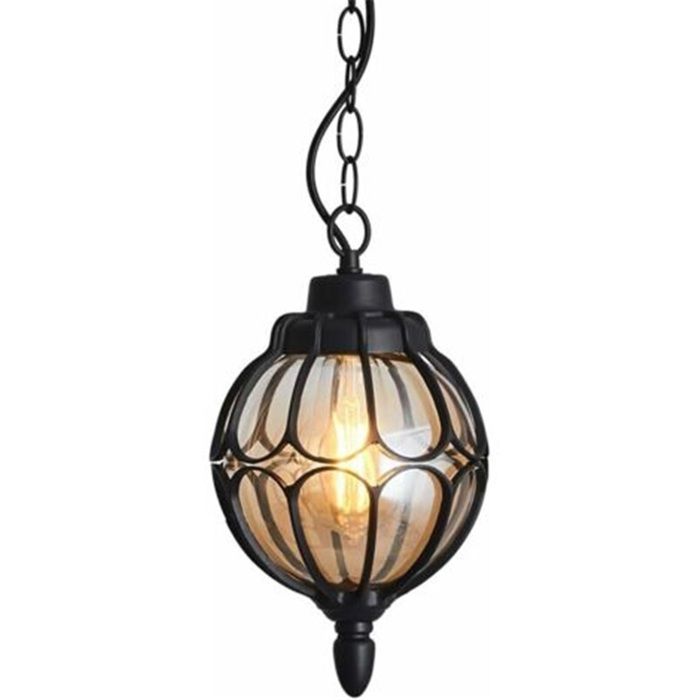 Lanterne extérieure suspendue - JZSH - Imperméable - Métal et verre - Culot E27 - Diamètre 180 mm - Tension AC 220V