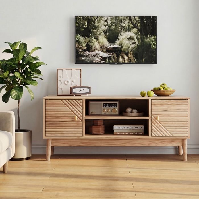 Meuble TV 110x40x48 cm - Meuble TV avec Espace de Rangement - Rangement Salon Fonctionnel - Support TV pour 32/45 Pouces