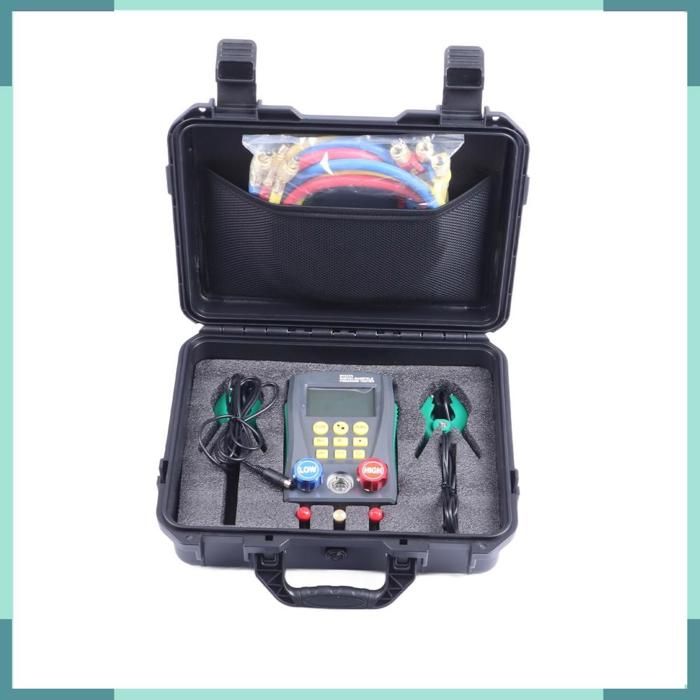 KEENSO Manomètre de réfrigérant Manomètre de Réfrigération Numérique avec écran LCD et Base de Données de Réfrigérant auto outil