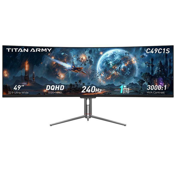 TITAN ARMY C49C1S Moniteur Jeu Écran VA Incurvé Rapide 49 Pouces Résolution Dual QHD 5120x1440 Fréquence 240Hz HDR400
