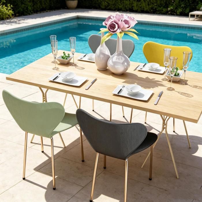 VIVOLILV Lot de 4 Chaises de Salle Manger Multicolore Empilable Chaises de Cuisine Siège en PP Plastique455x42x825 cm