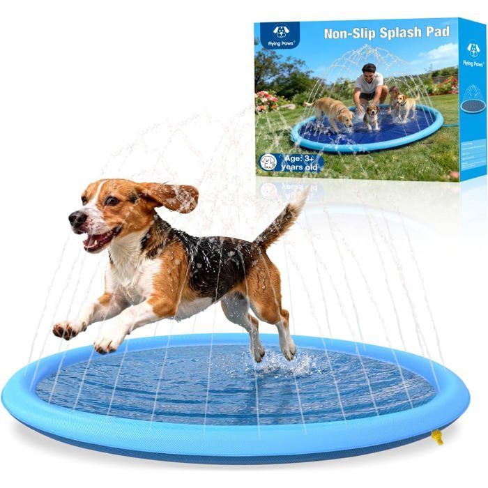 Tapis à gicleurs pour Chiens 100 cm - Bassin Robuste 055 mm Jeu d’Eau extérieur pour Animaux de Compagnie
